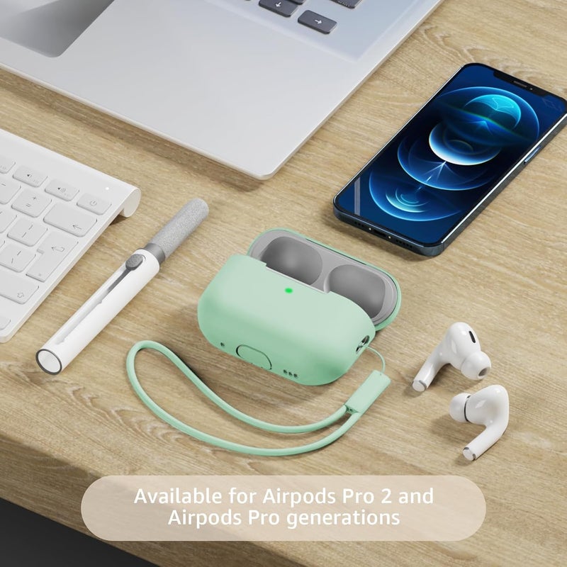 Tandoler Compatible with Airpods Pro 2 Case, Soft Silicone Skin Cover Protective Cases with Cleaner kit and Lanyard Compatible for AirPod Pro 2nd Generation, Front LED Visible - Yaskawa Qing - Image 2